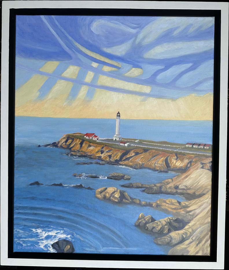 Linda Sorensen, Point Arena Lighthouse Golden Hour Oil on linen, 24 x 20