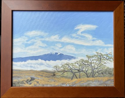 Linda Sorensen Mauna Kea (elevation 13,796') from Puako, 12 x 16, oil on linen canvas, $700