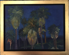 Linda Sorensen Midnight at the Oasis with Gold Faced floater frame