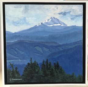 Linda Sorensen Mt Jefferson with white floater frame