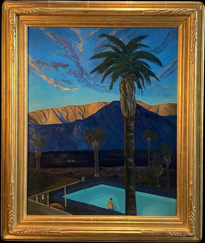 Palm Pool Cool with gold leaf frame, add $1000 to the price