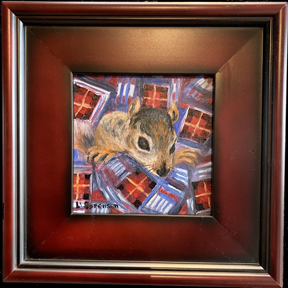 Linda Sorensen, Squirrel Pocket Plaid, with frame