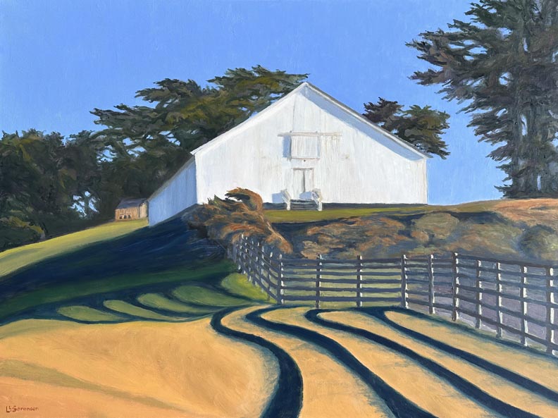 White Barn Circa 1880, Sea Ranch, California, 18 x 24, Linda Sorensen
