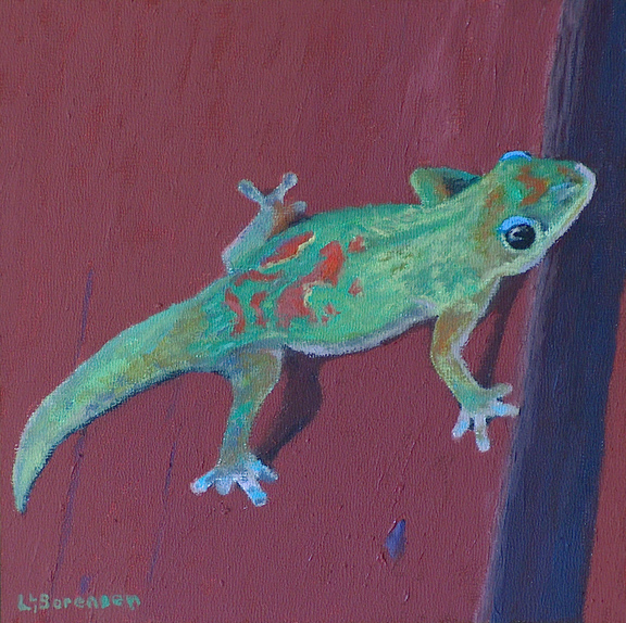 Linda Sorensen Gecko on my Fence