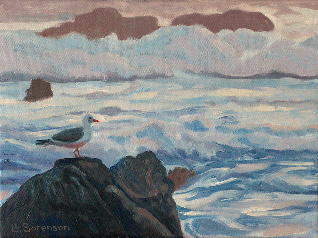 Linda Sorensen Gull in Evening Surf