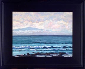 Haleakala Across the Sea Linda Sorensen with black plein air frame