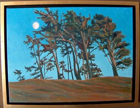 Linda Sorensen Moonrise Ridge with maple floater frame